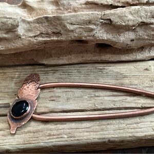 Handcrafted Copper and Onyx Hair Pic